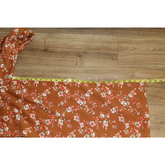 BOG Collective Wide Leg Floral Pants Rust Orange XS Bohemian Comy Fit - Picture 4 of 6